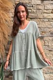 Lina Linen Blend Smock Over Shirt Washed Khaki